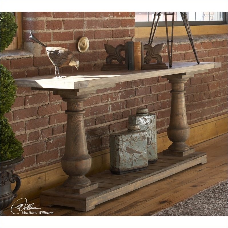 Stratford Rustic Console Table in Stony Gray Wash 24250