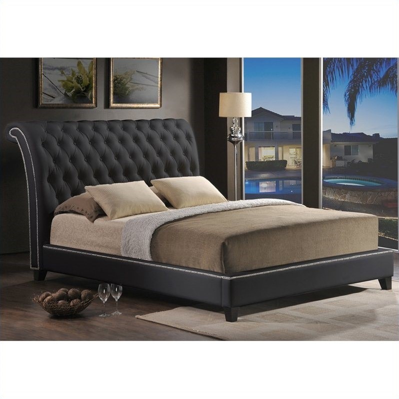 Baxton Studio Jazmin Tufted Platform w/Upholstered Headboard Black Bed