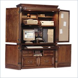 Kathy Ireland Home by Martin Furniture Mount View Computer Armoire in Cobblestone Cherry