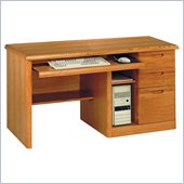 Kathy Ireland Home by Martin Furniture Waterfall Single Pedestal Wood Computer Desk in Medium Oak