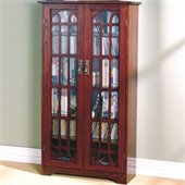 Southern Enterprises Cherry Window Pane Media Storage Cabinet