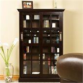 Southern Enterprises Espresso Window Pane Media Storage Cabinet