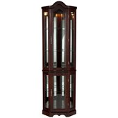 Southern Enterprises Mahogany Lighted Corner Curio Cabinet