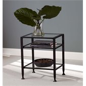 Southern Enterprises Black End Table with Glass Shelves