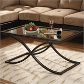 Southern Enterprises Vogue Black Coffee Table with Glass Top