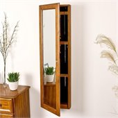 Southern Enterprises Oak Wall Curio-Jewelry Mirror