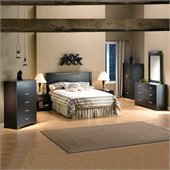 South Shore Back Bay Dark Chocolate Wood Panel Headboard 4 Piece Set