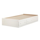 South Shore Summer Breeze Twin Mates Storage Bed Frame Only in White Wash Finish