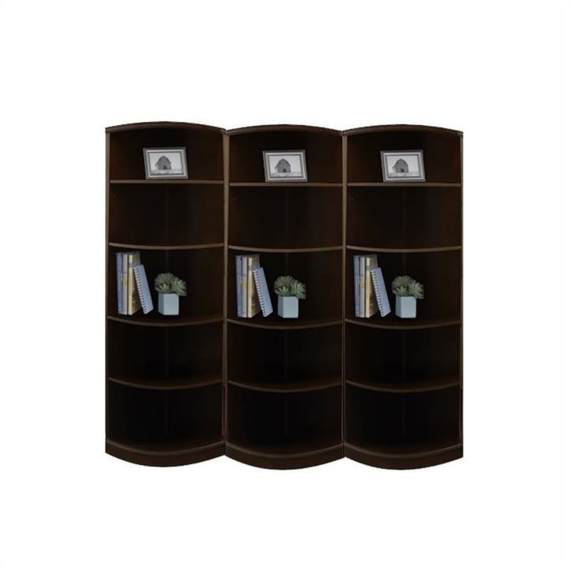 Mayline Sorrento 5 Shelf QuarterRound Wall Bookcase in Espresso [422526]