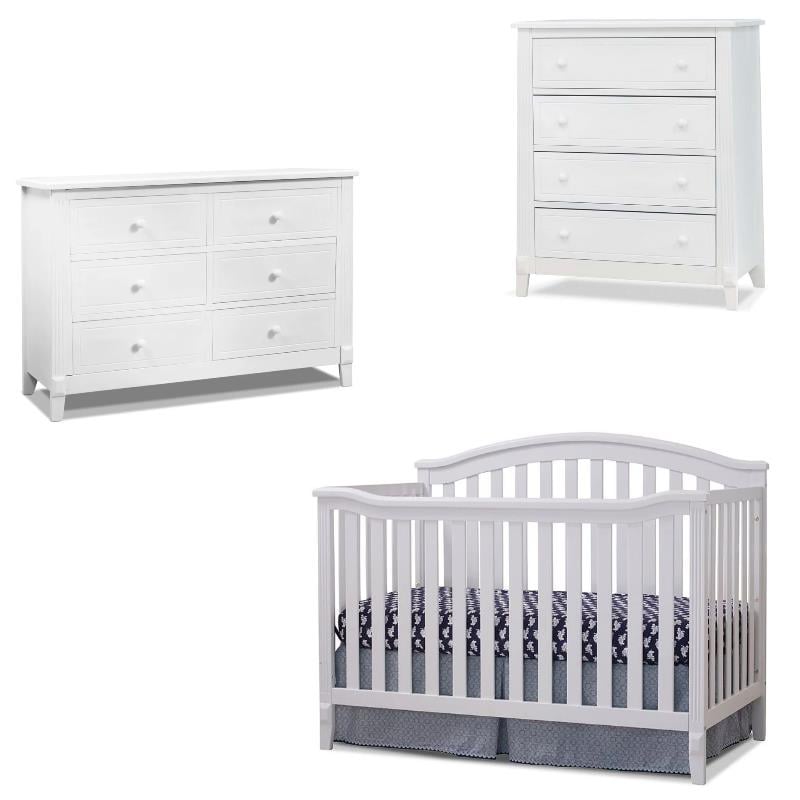 white crib dresser set Windsor Weathered + 1 Convertible Crib in White x 1 6 3 Piece Crib Changing Station
