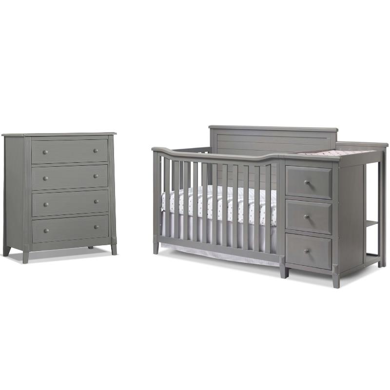 grey nursery dresser St.Mandyu Changing Table Dresser, Baby Dresser, Baby Diaper Changing Table, 5 Drawers, Adjustable Shelves, Metal Handle, Curved Wrapping Design, Grey : Baby 1 convertible crib for a coordinated look Storkcraft Brookside 6 Drawer Dresser