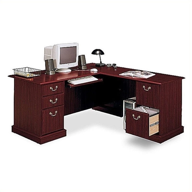  Saratoga L Shape Executive Desk w Bookcase Cherry Office Set | eBay