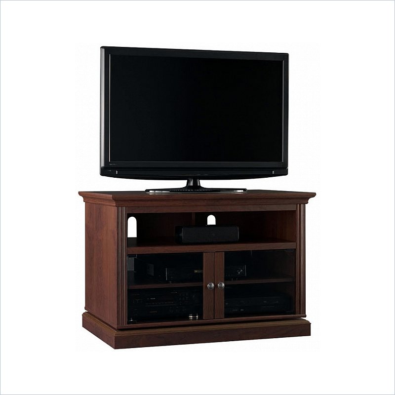  about Bush Furniture New Haven Swivel Base Bing Cherry TV Stand