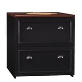 Bush Furniture Fairview 2 Drawer Lateral Wood File Cabinet in Antique Black and Cherry