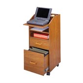 Venture Horizon Wood Laptop Cart with File Storage in Cherry
