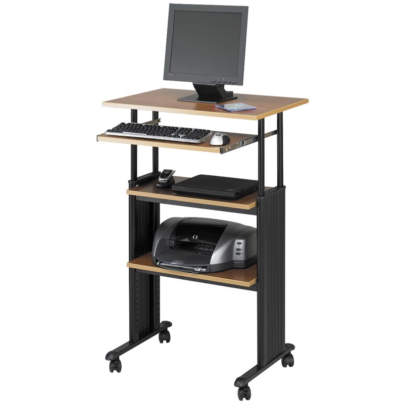 Safco M 220 V Standing Height Adjustable Wood Workstation Adjustable Height Computer Desk Workstation