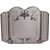 Uniflame 3 Fold Venetian Bronze Screen With Leaf Scrolls