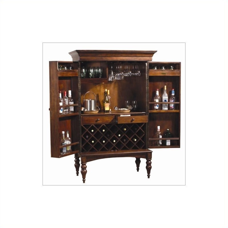  Furniture Alexandria Expandable Home Bar Cabinet in Vintage Mahogany