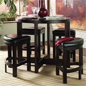 Homelegance Redell 5 PC Counter Height Dinette Set in Dark Redwood