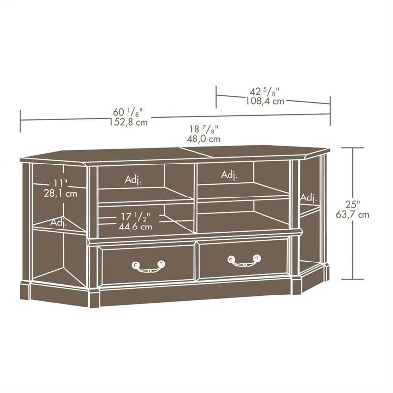 with Sauder’s popular Carolina Oak laminate, this corner TV stand 