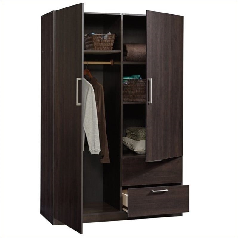 Sauder Beginnings Storage Cabinet Cinnamon Cherry Wardrobe Armoire  eBay