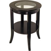 Winsome Genoa Espresso Wood Dark Brown End Table with Glass Top