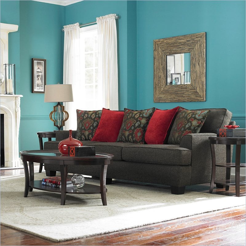 Westport Dark Greyish Brown Sofa with Walnut Wood Finish