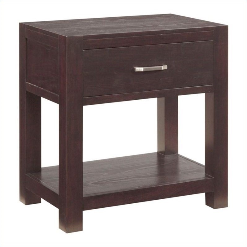 Primo Vista 1 Drawer Night Stand with Shelf in Black Stain