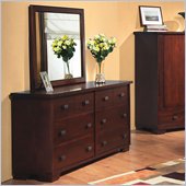 Modus Canyon Six Drawer Double Dresser and Mirror Set in Distressed Saddle Brown