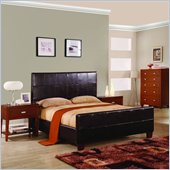 Modus Milano Genuine Leather Upholstered Modern Panel Bed in Chocolate