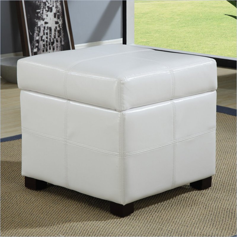 Modus Furniture International Urban Seating Storage Cube White Ottoman