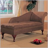 Coaster Accent Seating Microfiber Chaise Lounge with Flip Open Seat in Brown