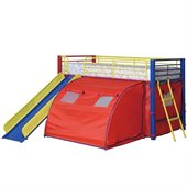 Coaster Kids Twin Metal Loft Bunk Bed With Slide and Tent