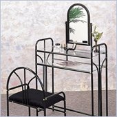 Coaster Metal Makeup Vanity Table Set with Mirror in Black Velour