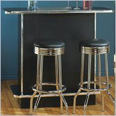 Coaster Cleveland Bar Unit with Chrome Trim and Shelves in Black