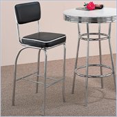 Coaster Cleveland Chrome Plated Bar Stool with Black Cushion