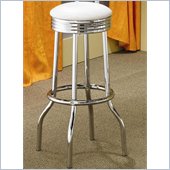 Coaster Cleveland Chrome Plated Soda Fountain Bar Stool in White