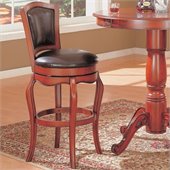 Coaster Harrison 29 Inch Swivel Faux Leather Bar Stool in Warm Cherry Finish