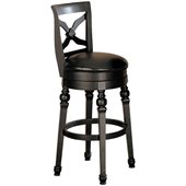 Coaster Lathrop 29 Inches Swivel Faux Leather Seat Bar Stool in Black Finish