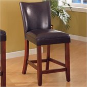 Coaster Telegraph 24 Inch Brown Bar Stool with Black Faux Leather Seat