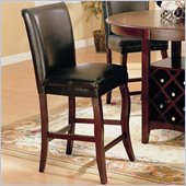 Coaster Newhouse 24 Inch Bar Stool with Black Faux Leather in Cherry Finish