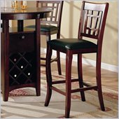 Coaster Newhouse 29 Inch Bar Stool with Grid Back Black Faux Leather in Cherry