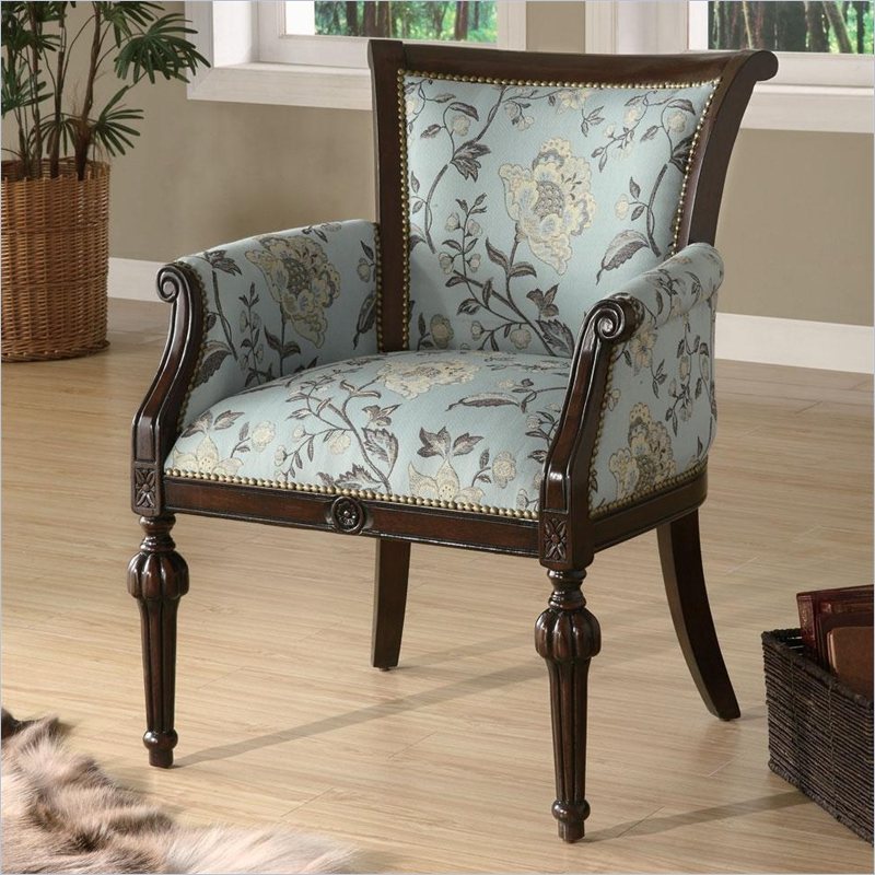 Coaster Accent Chair in Blue with Cappuccino Legs Coaster Accent Chair in Blue with Cappuccino Legs