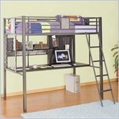 Powell Furniture Monster Bedroom Twin Study Metal Loft Bunk Bed In Grey Finish