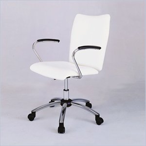 Powell Furniture Teen Trends Chrome Plated Desk Chair with White Vinyl 