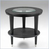 Klaussner Furniture Ontario Round Black Wood End Table with Glass Top