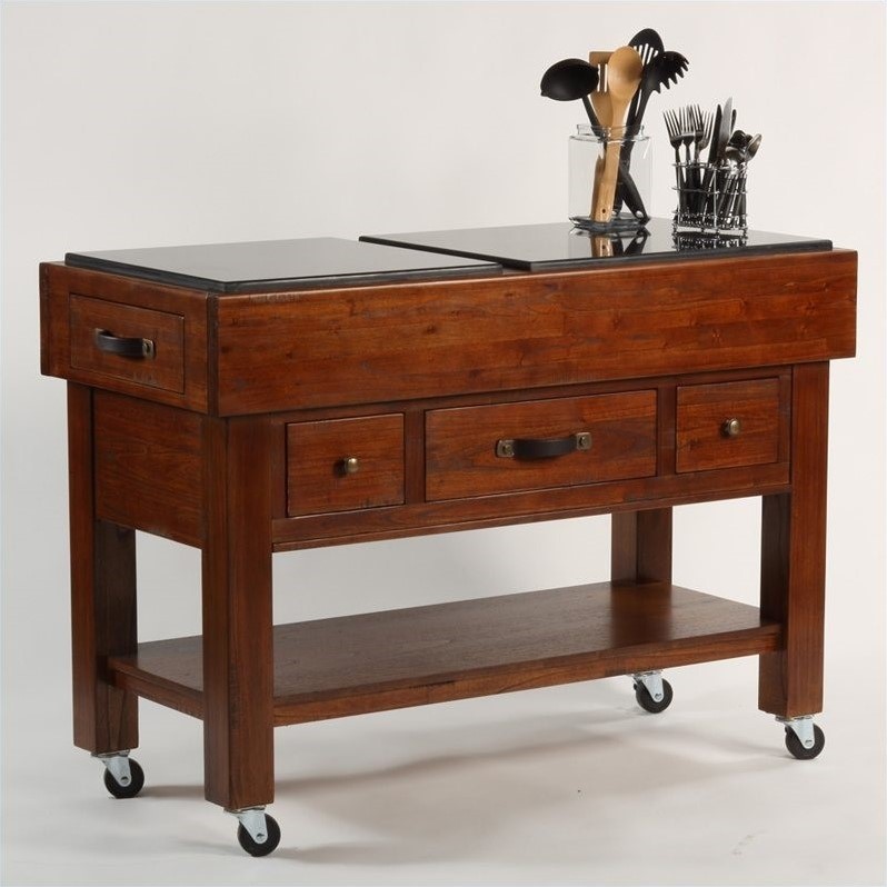 Distressed Chestnut Kitchen Cart