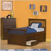 Atlantic Furniture Mate's Storage Bed with Underbed 4 Drawer Chest in Antique Walnut