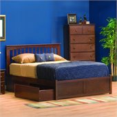 Atlantic Furniture Brooklyn Platform Bed with Flat Panel Footboard in Antique Walnut