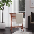 Linon Heirloom Solid Pine Wood Double Bar Blanket Rack in Oak Brown Stain
